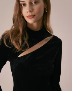 The Black Mock Neck Velvet Slit Maxi Dress 8 The Black Mock Neck Velvet Slit Maxi Dress -Deals Dress N Swimwear Store the black mock neck velvet dress dresses qewvcs