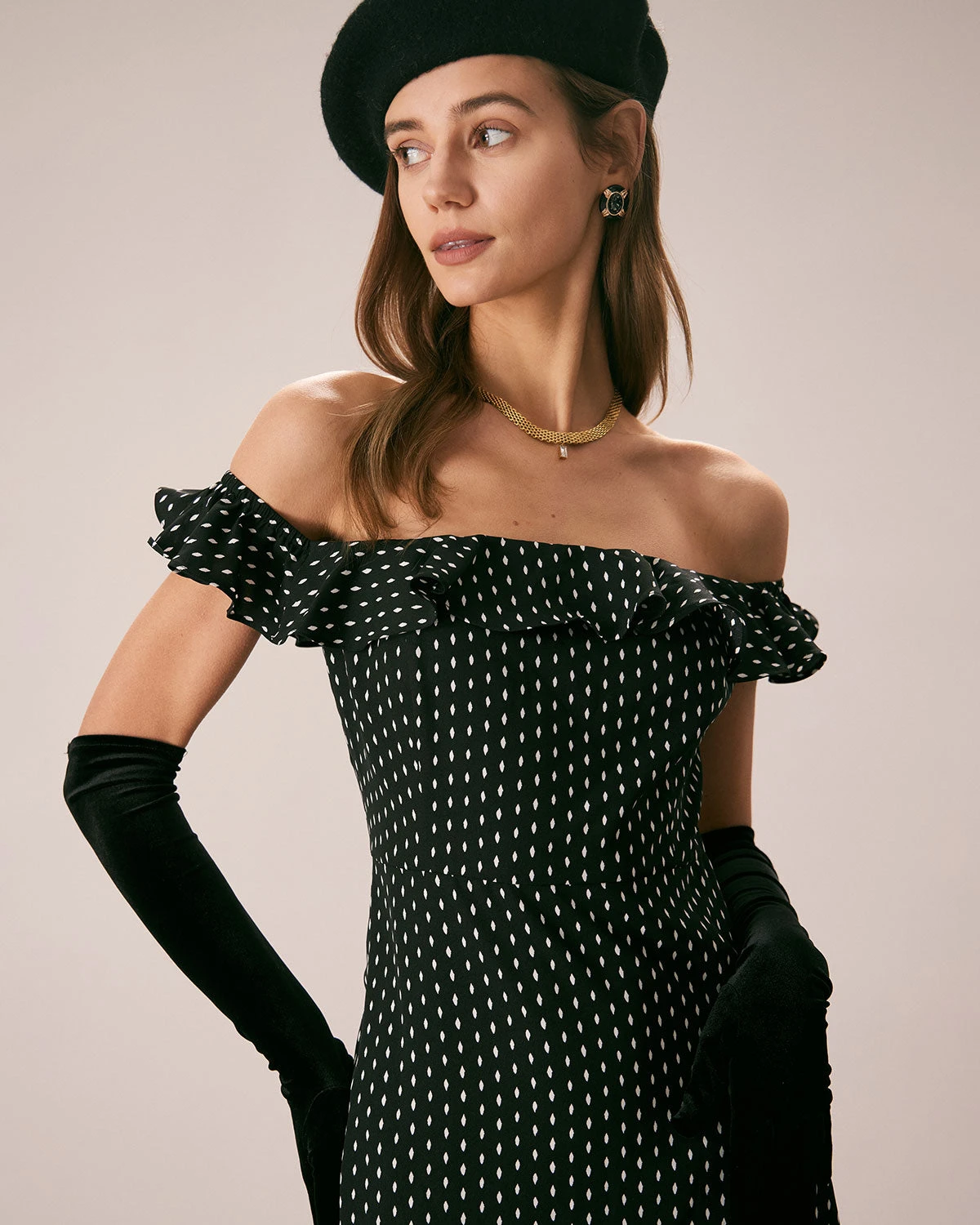The Black Off The Shoulder Ruffle Midi Dress 3 The Black Off The Shoulder Ruffle Midi Dress - Image 3