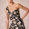 The Black One Shoulder Floral Maxi Dress