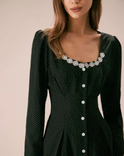 The Black U Neck Polka Dot Lace Midi Dress -Deals Dress N Swimwear Store the black polka dot lace midi dress dresses fnni9j