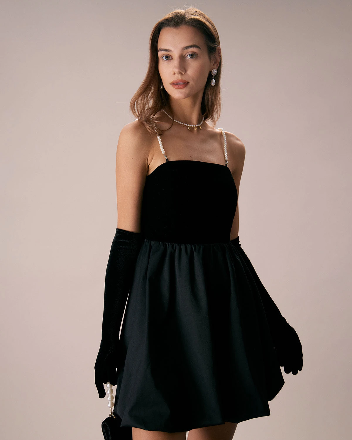 The Black Removable Straps Velvet Mini Dress 4 The Black Removable Straps Velvet Mini Dress - Image 4