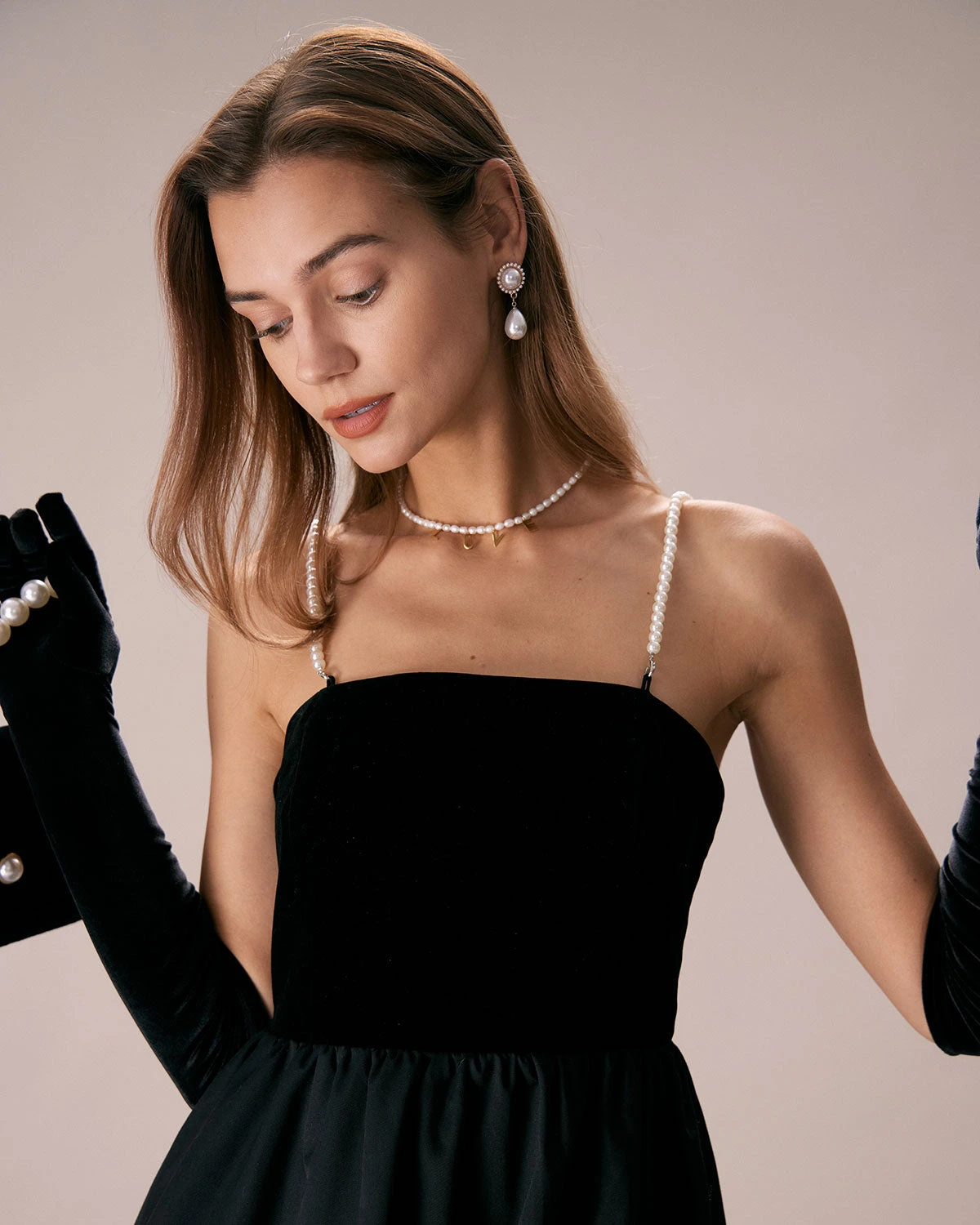 The Black Removable Straps Velvet Mini Dress 2 The Black Removable Straps Velvet Mini Dress - Image 2