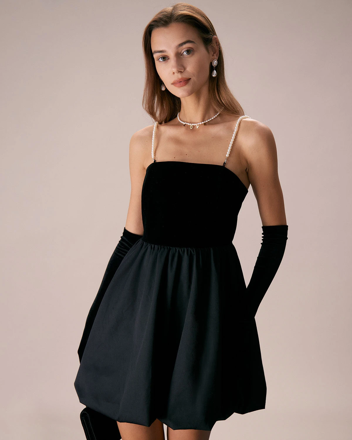 The Black Removable Straps Velvet Mini Dress 1 The Black Removable Straps Velvet Mini Dress