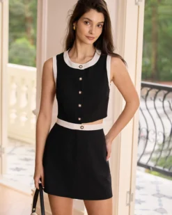 The Black Round Neck Colorblock Tank Top -Deals Dress N Swimwear Store the black round neck colorblock tank top tops 9px5bz