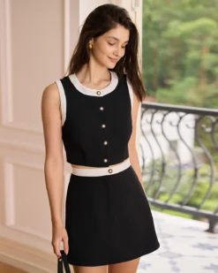 The Black Round Neck Colorblock Tank Top -Deals Dress N Swimwear Store the black round neck colorblock tank top tops xdqlwo