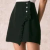 The Black High Waisted Ruffle Trim Mini Skirt