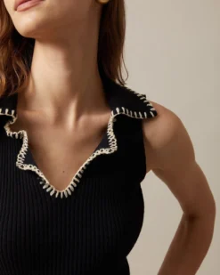 The Black V Neck Seam Colorblock Ribbed Tank Top -Deals Dress N Swimwear Store the black seam detail ribbed knit tank top tops jh9xlr 166789