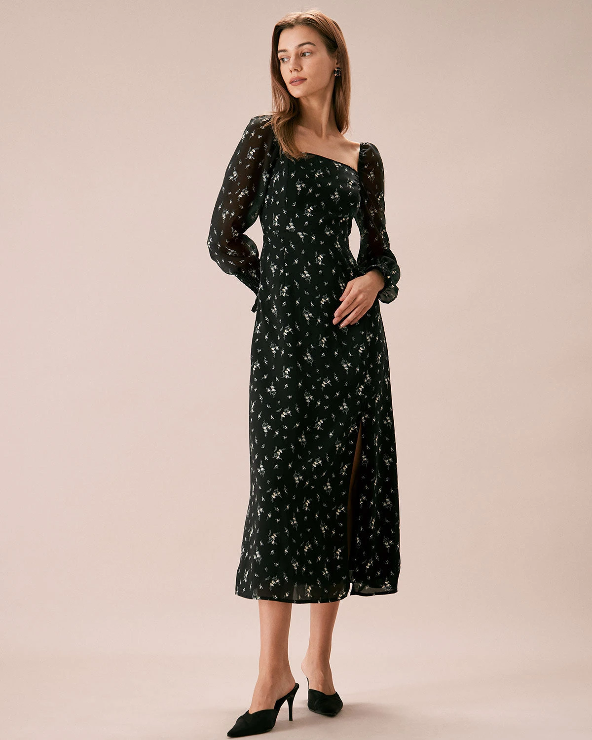 The Black Square Neck Floral Maxi Dress 1 The Black Square Neck Floral Maxi Dress