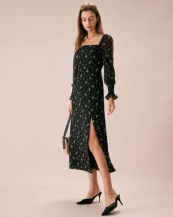 The Black Square Neck Floral Maxi Dress 8 The Black Square Neck Floral Maxi Dress -Deals Dress N Swimwear Store the black square neck floral maxi dress dresses bhzmib