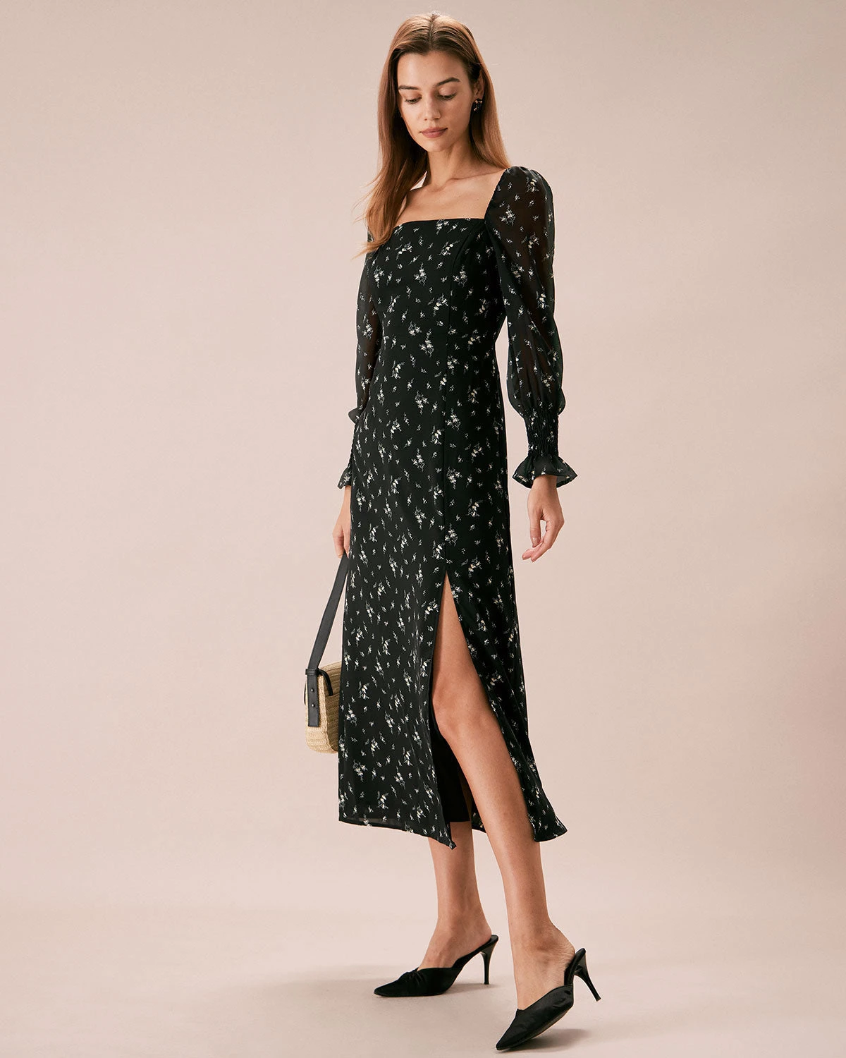 The Black Square Neck Floral Maxi Dress 4 The Black Square Neck Floral Maxi Dress - Image 4