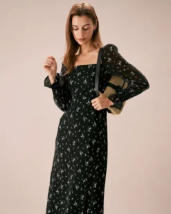 The Black Square Neck Floral Maxi Dress 7 The Black Square Neck Floral Maxi Dress -Deals Dress N Swimwear Store the black square neck floral maxi dress dresses ep0a6o