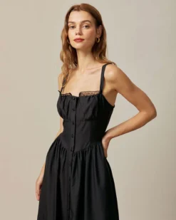 The Black Square Neck Lace Cami Midi Dress -Deals Dress N Swimwear Store the black square neck lace midi dress dresses zrgtgu 259413