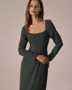 The Black Square Neck Polka Dot Maxi Dress 7 The Black Square Neck Polka Dot Maxi Dress -Deals Dress N Swimwear Store the black square neck polka dot maxi dress dresses 6y2fze