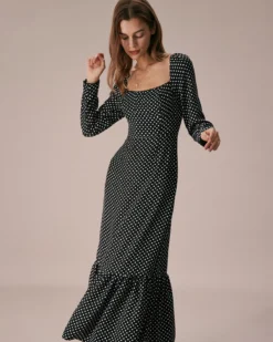 The Black Square Neck Polka Dot Maxi Dress 8 The Black Square Neck Polka Dot Maxi Dress -Deals Dress N Swimwear Store the black square neck polka dot maxi dress dresses bbwm6k