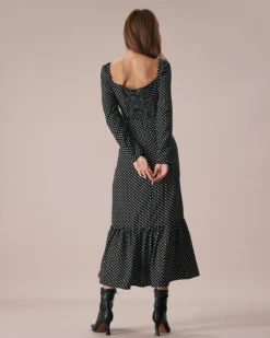 The Black Square Neck Polka Dot Maxi Dress 9 The Black Square Neck Polka Dot Maxi Dress -Deals Dress N Swimwear Store the black square neck polka dot maxi dress dresses hqff45