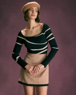 The Black Square Neck Geometric Knit Top 8 The Black Square Neck Geometric Knit Top -Deals Dress N Swimwear Store the black square neck wave knit top black tops fjrze4