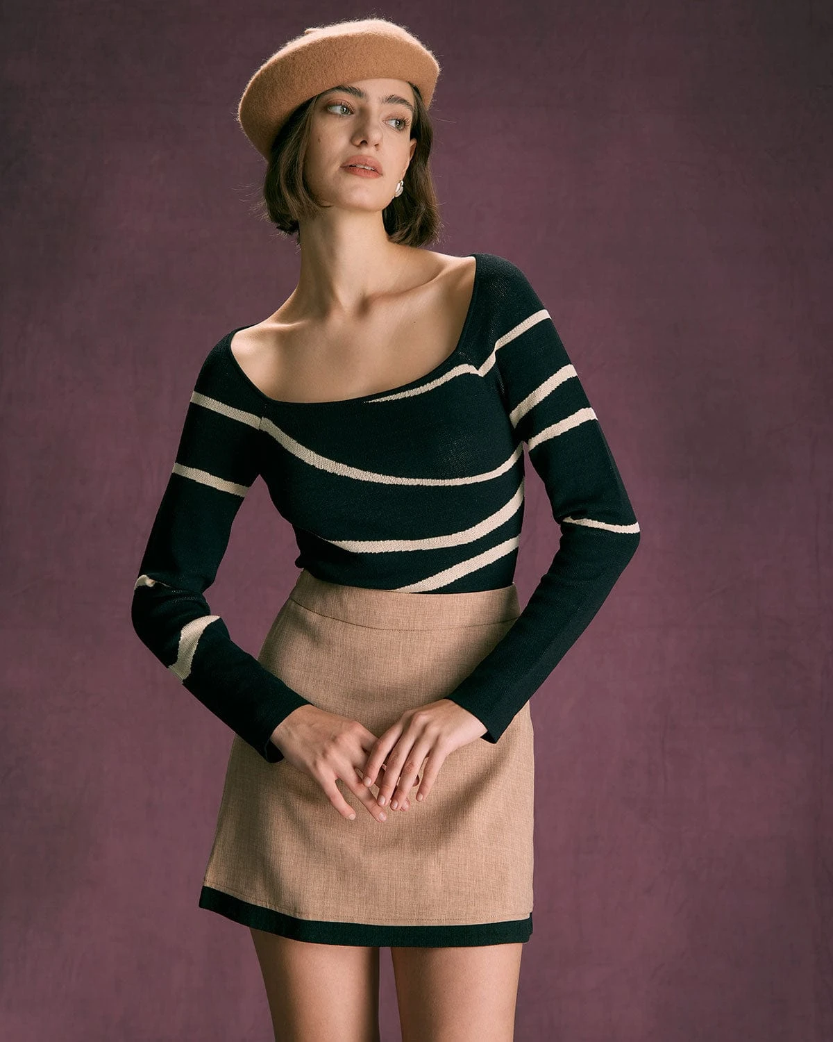 The Black Square Neck Geometric Knit Top 3 The Black Square Neck Geometric Knit Top - Image 3