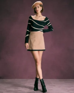 The Black Square Neck Geometric Knit Top 9 The Black Square Neck Geometric Knit Top -Deals Dress N Swimwear Store the black square neck wave knit top tops 7ptdq2