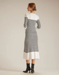 The Black Sweetheart Neck Striped Midi Dress 11 The Black Sweetheart Neck Striped Midi Dress -Deals Dress N Swimwear Store the black striped knit midi dress dresses czu4ow