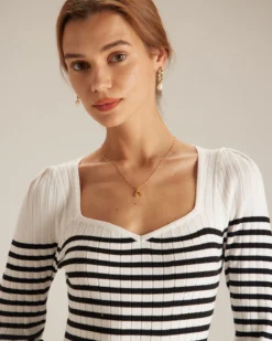 The Black Sweetheart Neck Striped Midi Dress 8 The Black Sweetheart Neck Striped Midi Dress -Deals Dress N Swimwear Store the black striped knit midi dress dresses qu8b13