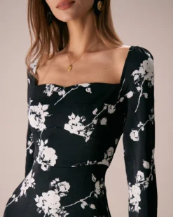 The Black Sweetheart Neck Floral Midi Dress 10 The Black Sweetheart Neck Floral Midi Dress -Deals Dress N Swimwear Store the black sweetheart neck floral midi dress dresses zamy9d