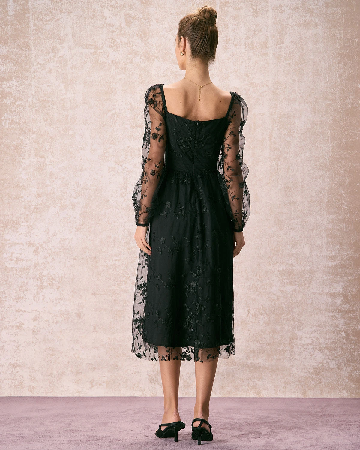 The Black Sweetheart Neck Mesh Midi Dress 6 The Black Sweetheart Neck Mesh Midi Dress - Image 6