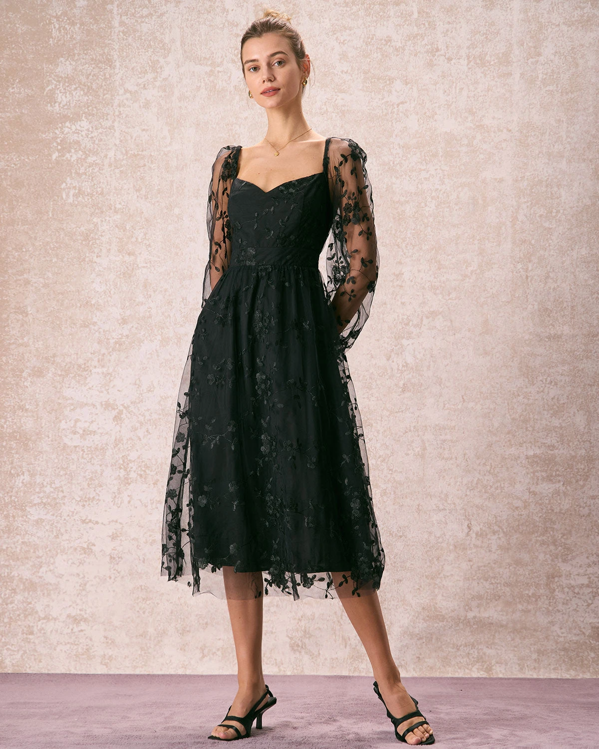 The Black Sweetheart Neck Mesh Midi Dress 4 The Black Sweetheart Neck Mesh Midi Dress - Image 4