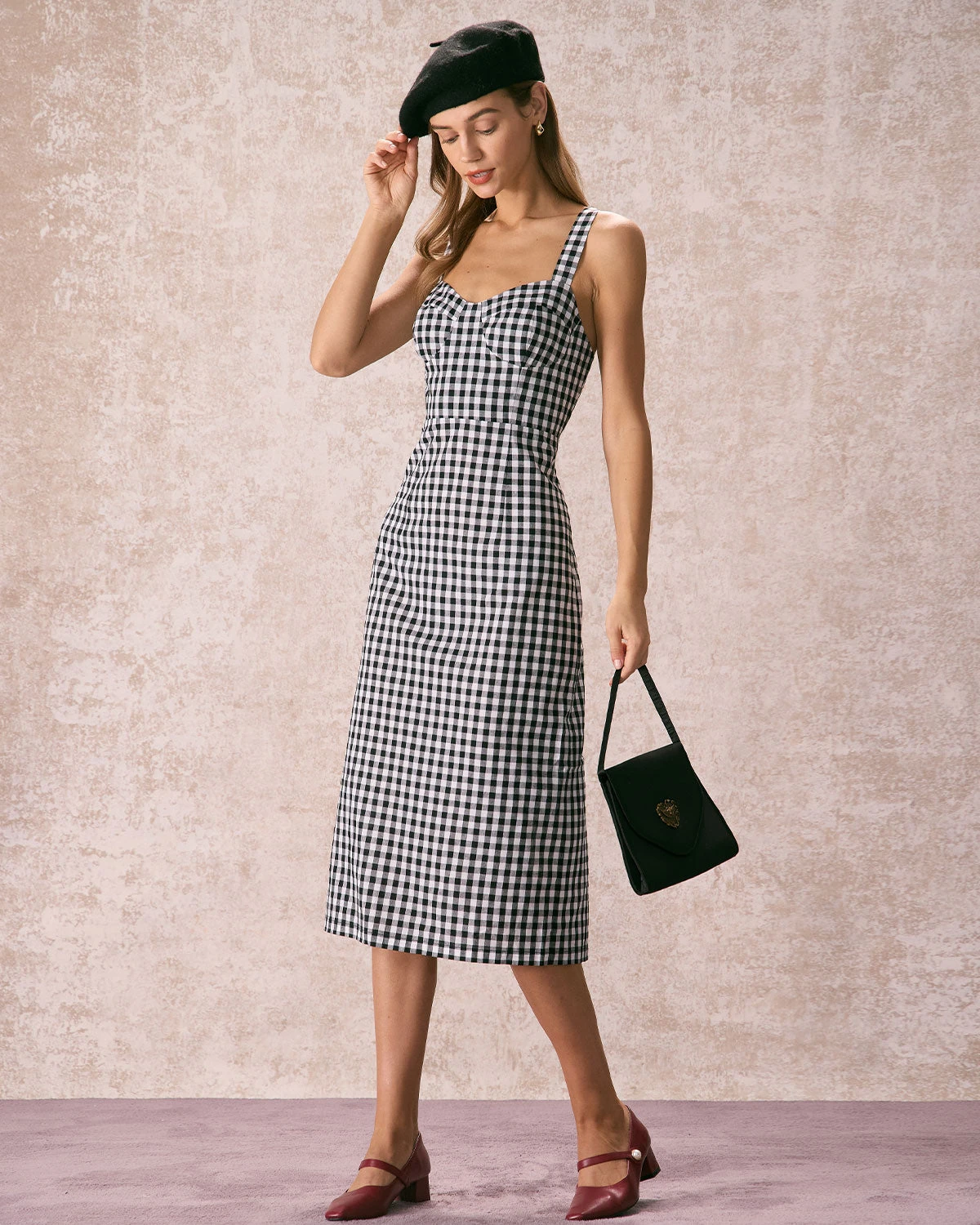 The Black Sweetheart Neck Plaid Midi Dress 5 The Black Sweetheart Neck Plaid Midi Dress - Image 5