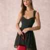 The Black Sweetheart Neck Polka Dot Mini Dress