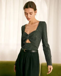 The Black Sweetheart Neck Striped Tee -Deals Dress N Swimwear Store the black sweetheart neck striped tee tops 043u8x