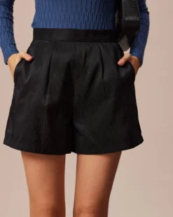The Black High Waisted Textured Shorts
