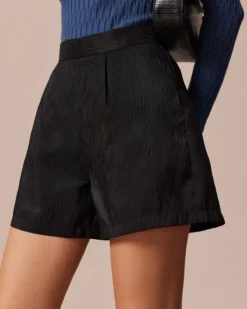 The Black High Waisted Textured Shorts 8 The Black High Waisted Textured Shorts -Deals Dress N Swimwear Store the black textured shorts bottoms c2tbix 227418
