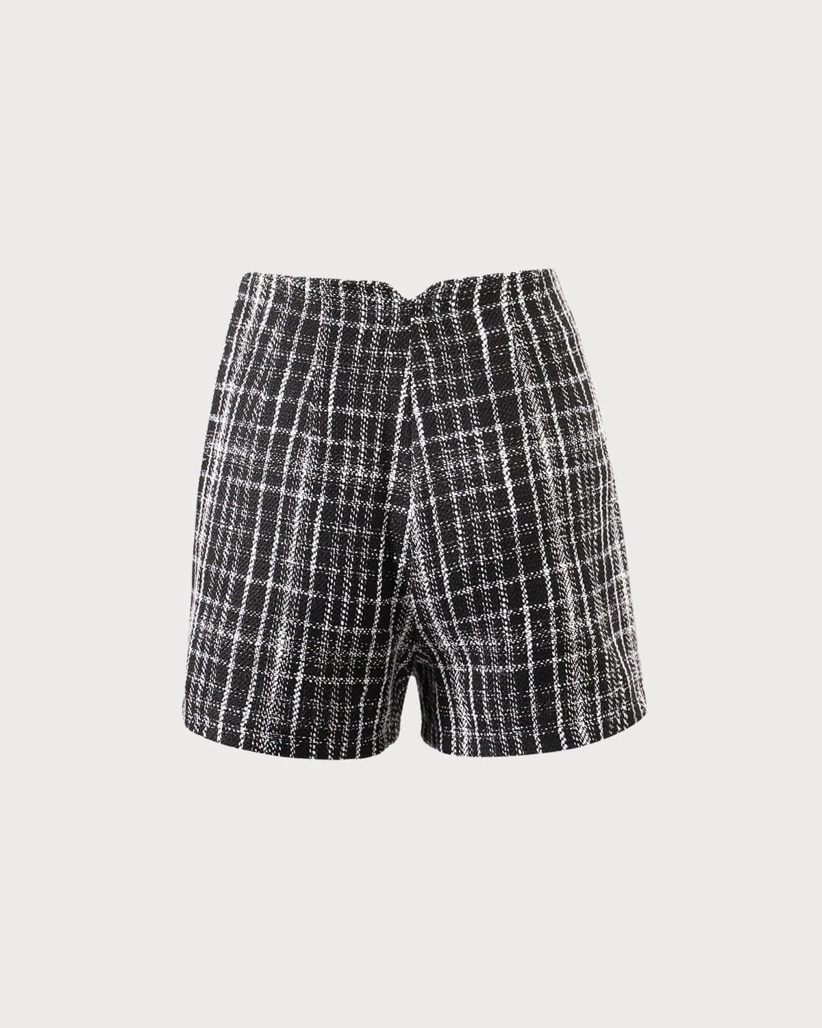 The Black Tweed Plaid Single Button Shorts 6 The Black Tweed Plaid Single Button Shorts - Image 6