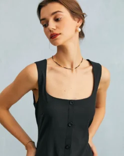 The Black U Neck Tie Back Sleeveless Maxi Dress 11 The Black U Neck Tie Back Sleeveless Maxi Dress -Deals Dress N Swimwear Store the black u neck tie back maxi dress dresses glwklk 255535