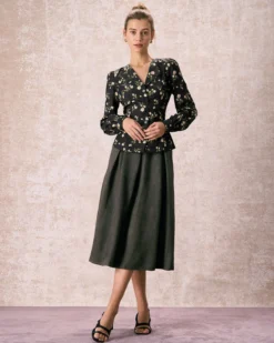 The Black V Neck Floral Long Sleeve Shirt 7 The Black V Neck Floral Long Sleeve Shirt -Deals Dress N Swimwear Store the black v neck floral button shirt tops fockfp