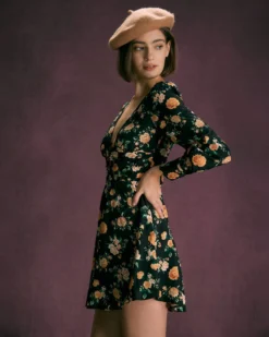 The Black V Neck Floral Pleated Mini Dress -Deals Dress N Swimwear Store the black v neck floral pleated mini dress dresses jfa3k7