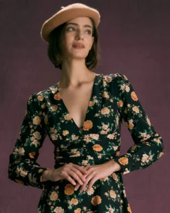 The Black V Neck Floral Pleated Mini Dress -Deals Dress N Swimwear Store the black v neck floral pleated mini dress dresses s6oqdt