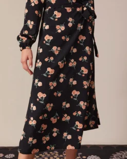 The Black V Neck Floral Wrap Midi Dress -Deals Dress N Swimwear Store the black v neck floral wrap dress dresses b9yw75 846534