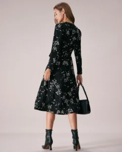 The Black V Neck Wrap Floral Midi Dress -Deals Dress N Swimwear Store the black v neck floral wrap midi dress dresses cchrwc