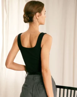 The Black V Neck Ribbed Knit Tank Top 9 The Black V Neck Ribbed Knit Tank Top -Deals Dress N Swimwear Store the black v neck knit tank top tops eobq0e