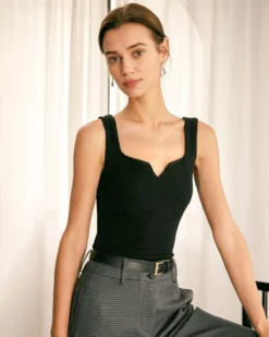 The Black V Neck Ribbed Knit Tank Top 8 The Black V Neck Ribbed Knit Tank Top -Deals Dress N Swimwear Store the black v neck knit tank top tops i4crdu