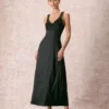 The Black V Neck Lace Jacquard Maxi Dress