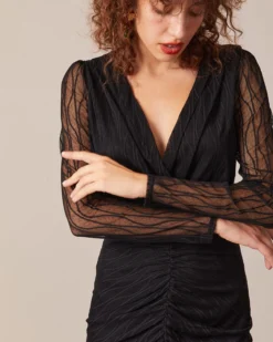 The Black V Neck Sheer Sleeve Lace Midi Dress 12 The Black V Neck Sheer Sleeve Lace Midi Dress -Deals Dress N Swimwear Store the black v neck lace midi dress dresses ljopdt