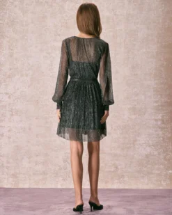 The Black V Neck Lurex Wrap Mini Dress -Deals Dress N Swimwear Store the black v neck lurex mini dress cami dress dresses r1aa78