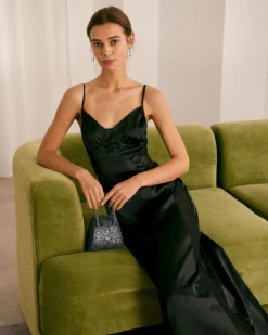 The Black V Neck Mesh Satin Slip Maxi Dress -Deals Dress N Swimwear Store the black v neck mesh satin maxi dress black dresses yioxxh