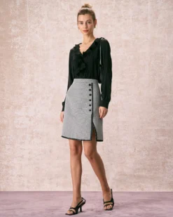 The Black V Neck Ruffle Long Sleeve Blouse -Deals Dress N Swimwear Store the black v neck pleated blouse tops df4ir4