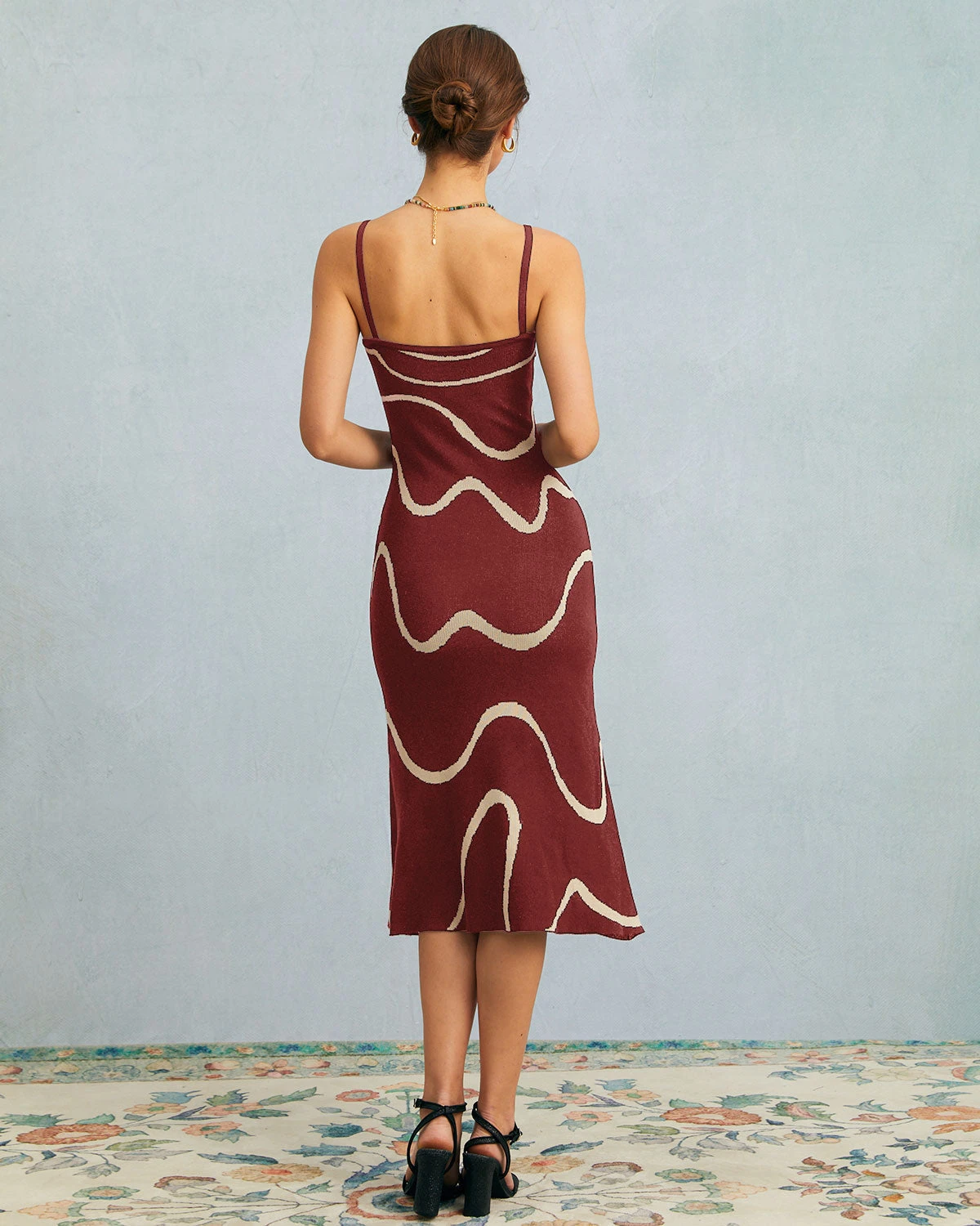 The Wine Red Wave Mermaid Knit Midi Dress 5 The Wine Red Wave Mermaid Knit Midi Dress - Image 5