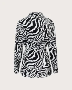 The Black Lapel Zebra Tie Waist Button Shirt 17 The Black Lapel Zebra Tie Waist Button Shirt -Deals Dress N Swimwear Store the black zebra tie waist shirt tops xmtljo 575429