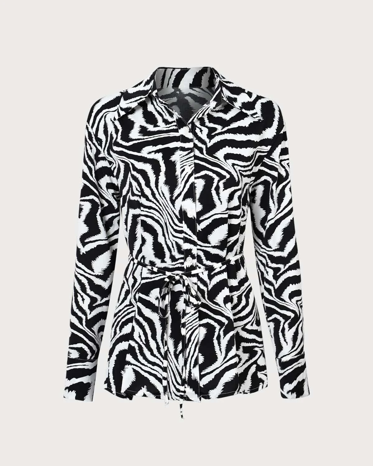 The Black Lapel Zebra Tie Waist Button Shirt 8 The Black Lapel Zebra Tie Waist Button Shirt - Image 8