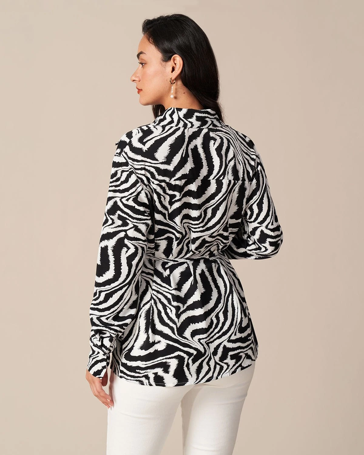 The Black Lapel Zebra Tie Waist Button Shirt 7 The Black Lapel Zebra Tie Waist Button Shirt - Image 7